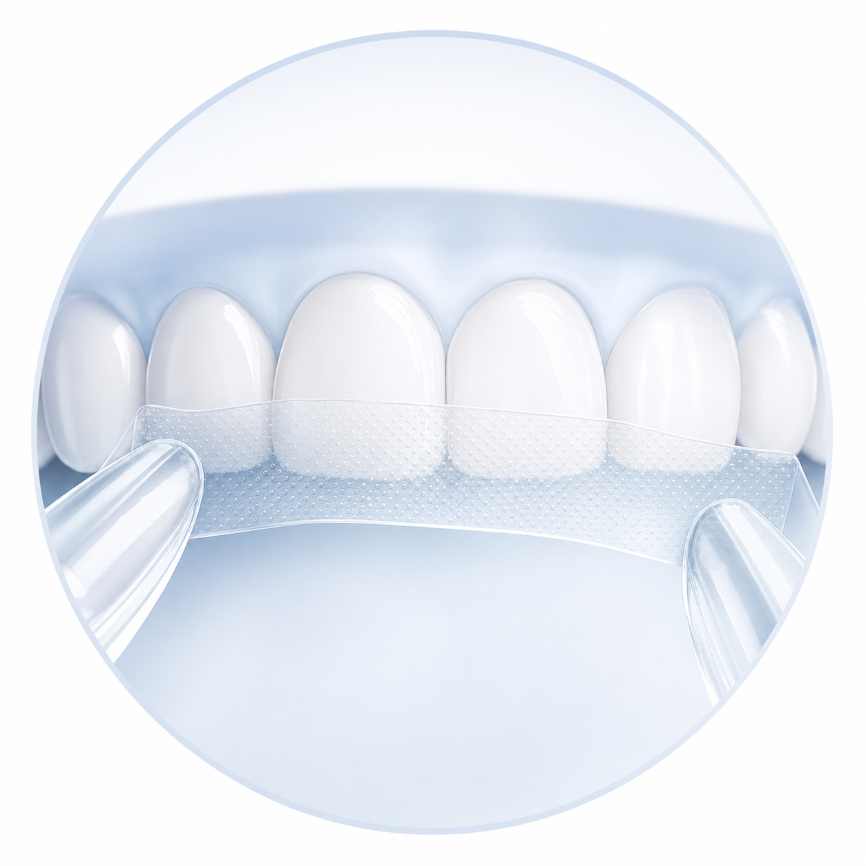 Tunna whitening strips – illustration av tunn strip mot tandrad
